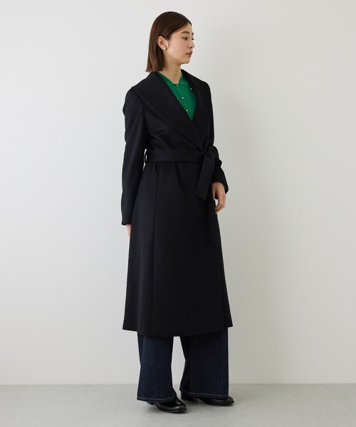 ROPE'(ロペ)の「プレミアムカシミヤショールカラーコート/逸品・冬コート・ウールコート・逸品・26AW(ステンカラーコート・レディース・ダークブラウン/ブラック/キャメル・34/36/38)」の6枚目の写真