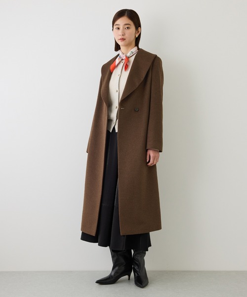 ROPE'(ロペ)の「プレミアムカシミヤショールカラーコート/逸品・冬コート・ウールコート・逸品・26AW(ステンカラーコート・レディース・ダークブラウン/ブラック/キャメル・34/36/38)」の8枚目の写真