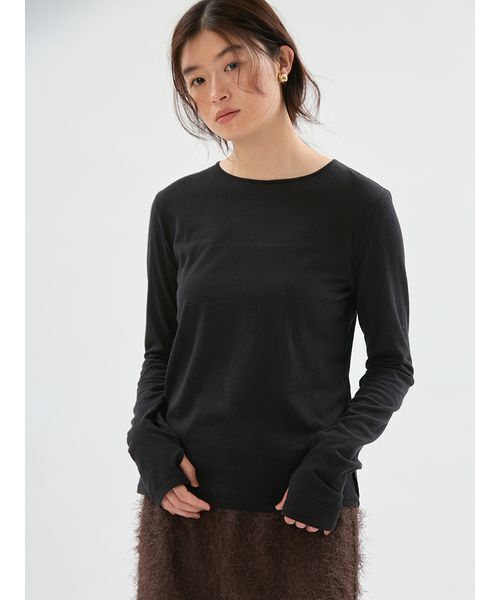 UNDERSON UNDERSON(アンダーソン アンダーソン)の「WASHIエアリーロングTシャツ(Tシャツ/カットソー・レディース・ピンク/ライム/ブラック/ホワイト・F)」の5枚目の写真