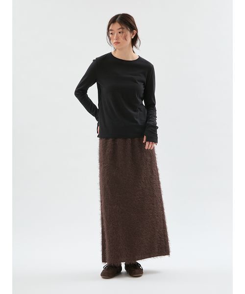 UNDERSON UNDERSON(アンダーソン アンダーソン)の「WASHIエアリーロングTシャツ(Tシャツ/カットソー・レディース・ピンク/ライム/ブラック/ホワイト・F)」の6枚目の写真