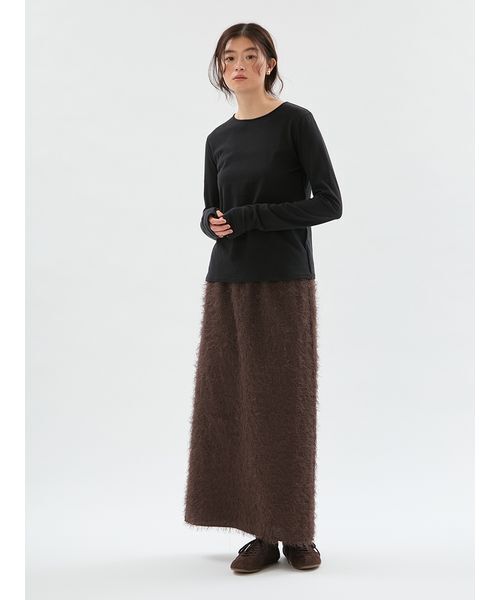 UNDERSON UNDERSON(アンダーソン アンダーソン)の「WASHIエアリーロングTシャツ(Tシャツ/カットソー・レディース・ピンク/ライム/ブラック/ホワイト・F)」の7枚目の写真
