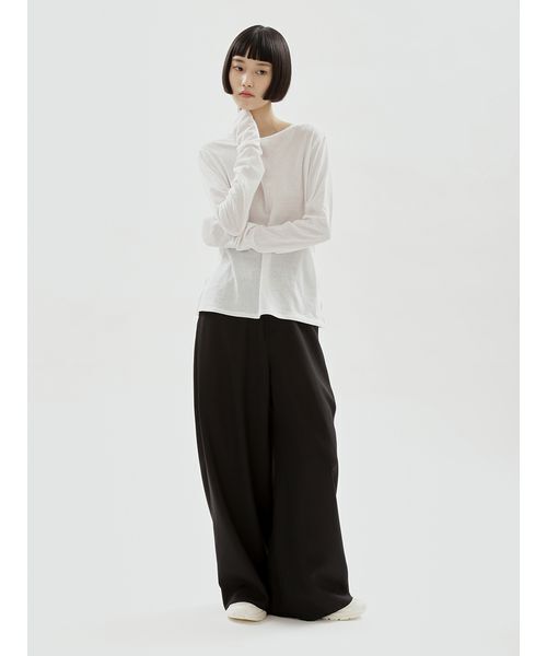 UNDERSON UNDERSON(アンダーソン アンダーソン)の「WASHIエアリーロングTシャツ(Tシャツ/カットソー・レディース・ピンク/ライム/ブラック/ホワイト・F)」の10枚目の写真