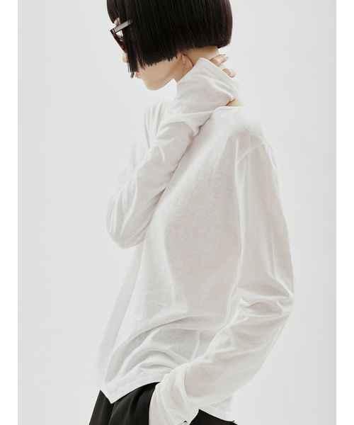 UNDERSON UNDERSON(アンダーソン アンダーソン)の「WASHIエアリーロングTシャツ(Tシャツ/カットソー・レディース・ピンク/ライム/ブラック/ホワイト・F)」の12枚目の写真