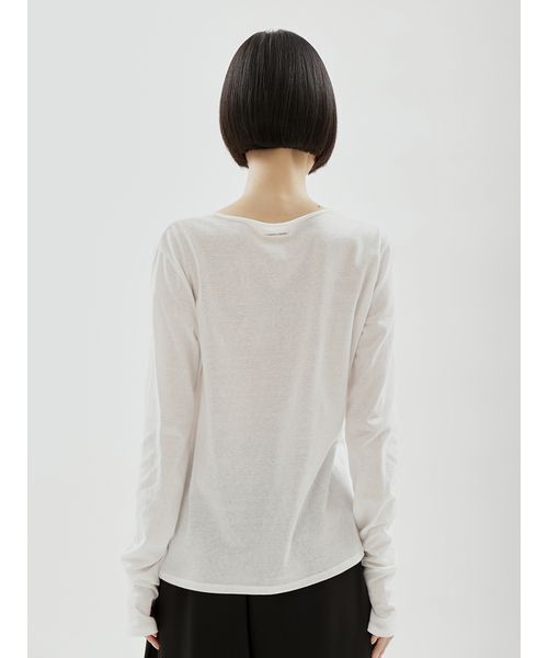 UNDERSON UNDERSON(アンダーソン アンダーソン)の「WASHIエアリーロングTシャツ(Tシャツ/カットソー・レディース・ピンク/ライム/ブラック/ホワイト・F)」の13枚目の写真