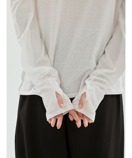 UNDERSON UNDERSON(アンダーソン アンダーソン)の「WASHIエアリーロングTシャツ(Tシャツ/カットソー・レディース・ピンク/ライム/ブラック/ホワイト・F)」の15枚目の写真