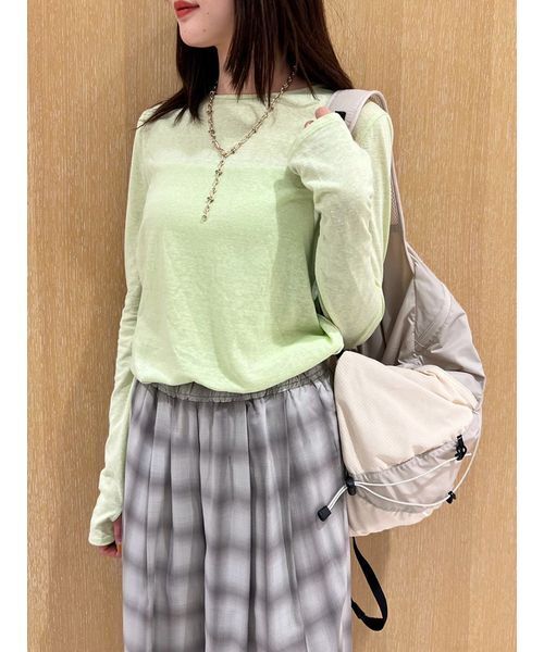 UNDERSON UNDERSON(アンダーソン アンダーソン)の「WASHIエアリーロングTシャツ(Tシャツ/カットソー・レディース・ピンク/ライム/ブラック/ホワイト・F)」の19枚目の写真