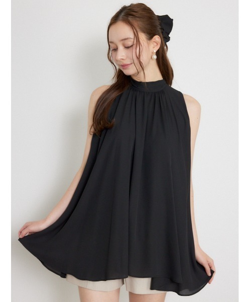 rienda(リエンダ)の「ボウタイアメスリフレアトップス 夏服 秋服(シャツ/ブラウス・レディース・マルチ/ホワイト/ブラック・FREE)」の3枚目の写真