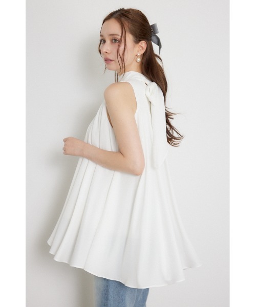 rienda(リエンダ)の「ボウタイアメスリフレアトップス 夏服 秋服(シャツ/ブラウス・レディース・マルチ/ホワイト/ブラック・FREE)」の16枚目の写真