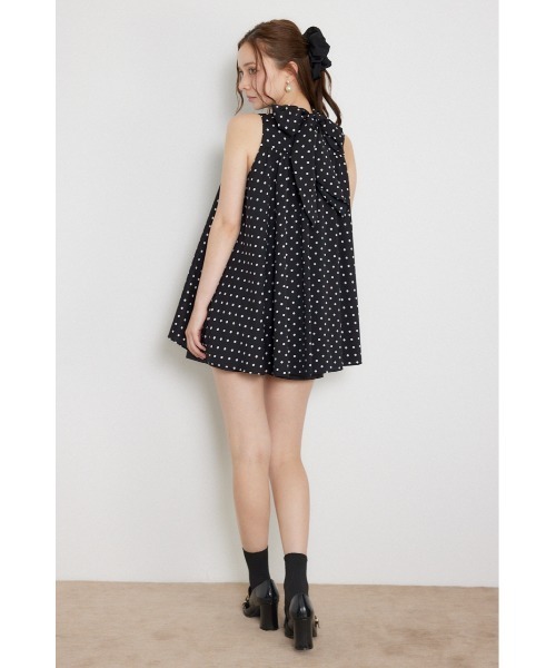 rienda(リエンダ)の「ボウタイアメスリフレアトップス 夏服 秋服(シャツ/ブラウス・レディース・マルチ/ホワイト/ブラック・FREE)」の7枚目の写真