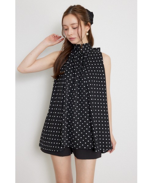rienda(リエンダ)の「ボウタイアメスリフレアトップス 夏服 秋服(シャツ/ブラウス・レディース・マルチ/ホワイト/ブラック・FREE)」の8枚目の写真