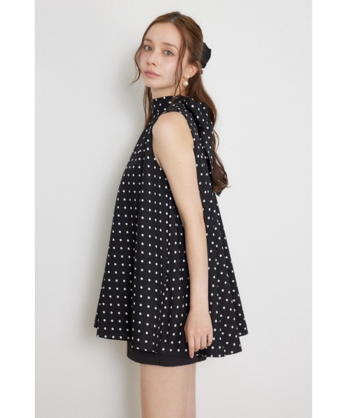 rienda(リエンダ)の「ボウタイアメスリフレアトップス 夏服 秋服(シャツ/ブラウス・レディース・マルチ/ホワイト/ブラック・FREE)」の9枚目の写真