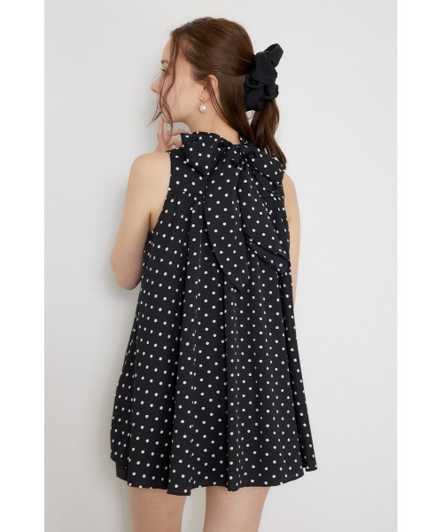 rienda(リエンダ)の「ボウタイアメスリフレアトップス 夏服 秋服(シャツ/ブラウス・レディース・マルチ/ホワイト/ブラック・FREE)」の10枚目の写真