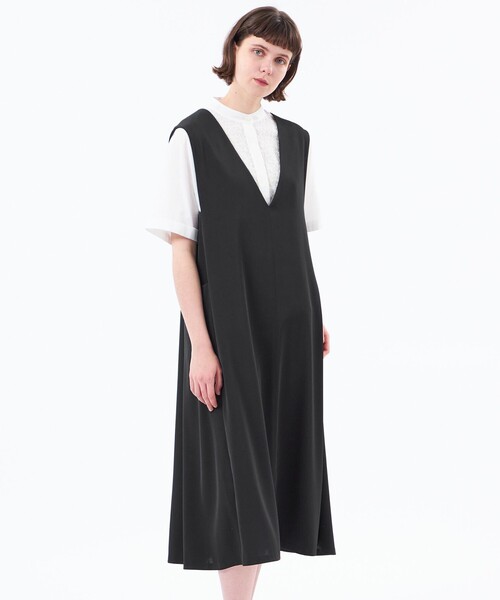 MACKINTOSH PHILOSOPHY(マッキントッシュ フィロソフィー)の「【CRANWELL JUMPER SKIRT(クランウェルジャンパースカート)】ドライツイル(ワンピース・レディース・ブラック・38/36)」の1枚目の写真
