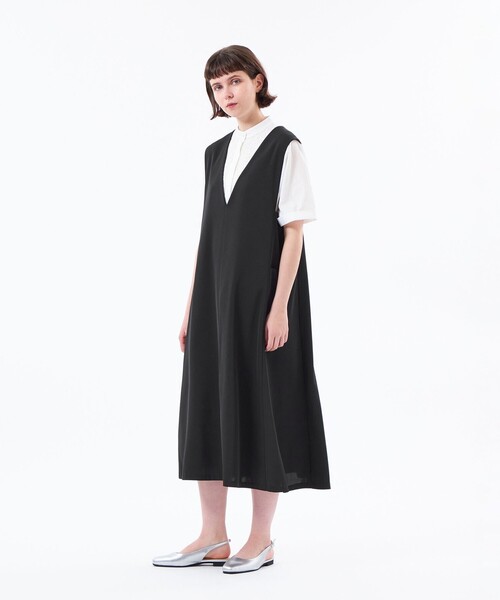 MACKINTOSH PHILOSOPHY(マッキントッシュ フィロソフィー)の「【CRANWELL JUMPER SKIRT(クランウェルジャンパースカート)】ドライツイル(ワンピース・レディース・ブラック・38/36)」の2枚目の写真