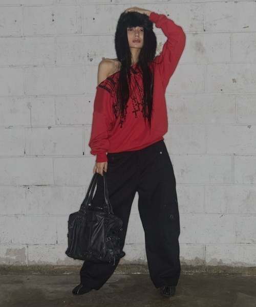 FANCY CLUB(ファンシークラブ)の「FANCY CLUB(ファンシークラブ)/大容量 2WAY ヴィンテージ ウォッシング ショルダー トートバッグ/BELTED WASHING LEATHER BAG(ショルダーバッグ・レディース・ブラック/ピンク/グレー・FREE)」の5枚目の写真