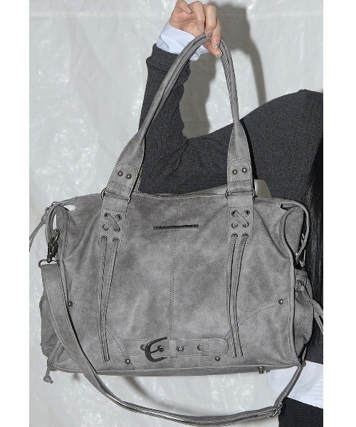 FANCY CLUB(ファンシークラブ)の「FANCY CLUB(ファンシークラブ)/大容量 2WAY ヴィンテージ ウォッシング ショルダー トートバッグ/BELTED WASHING LEATHER BAG(ショルダーバッグ・レディース・ブラック/ピンク/グレー・FREE)」の14枚目の写真