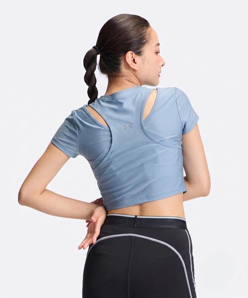 UNDER ARMOUR(アンダーアーマー)の「UAヒートギア クロップ ショートスリーブ Tシャツ(トレーニング/レディース)(Tシャツ/カットソー・レディース・ブルー系・XL/M/L/S)」の2枚目の写真