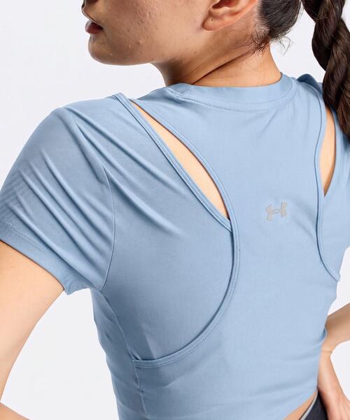 UNDER ARMOUR(アンダーアーマー)の「UAヒートギア クロップ ショートスリーブ Tシャツ(トレーニング/レディース)(Tシャツ/カットソー・レディース・ブルー系・XL/M/L/S)」の4枚目の写真