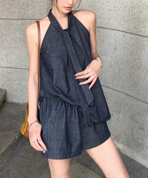 FAVORITO(ファヴォリート)の「オフショルダートップスパンツセットアップ(セットアップ・レディース・ダークブルー・S/M/L)」の6枚目の写真