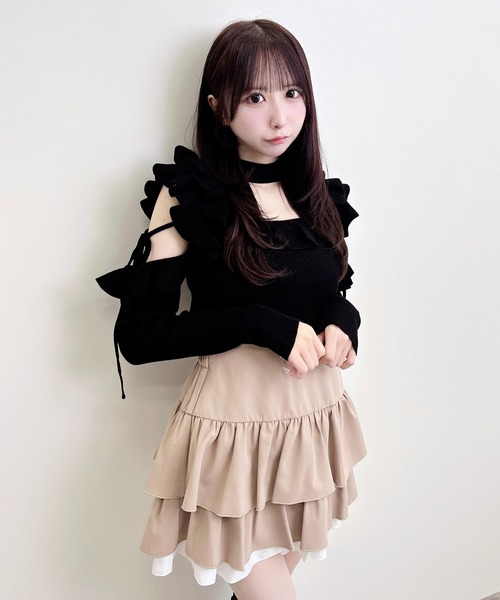 INGNI(イング)の「チョーカー付き肩開き長袖ニット(ニット/セーター・レディース・ボルドー/ブラック/ピンク/アイボリー・M)」の14枚目の写真