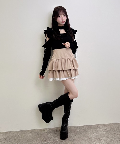 INGNI(イング)の「チョーカー付き肩開き長袖ニット(ニット/セーター・レディース・ボルドー/ブラック/ピンク/アイボリー・M)」の20枚目の写真