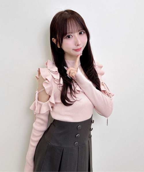 INGNI(イング)の「チョーカー付き肩開き長袖ニット(ニット/セーター・レディース・ボルドー/ブラック/ピンク/アイボリー・M)」の21枚目の写真