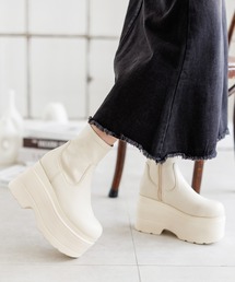 厚底ストレッチショートブーツ