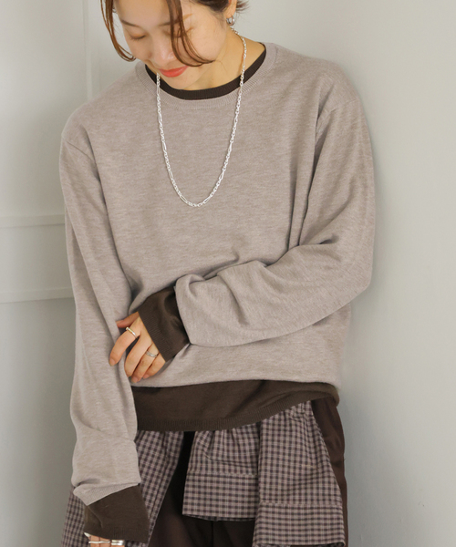 JOURNAL STANDARD(ジャーナルスタンダード)の「WASHABLE COMFクルーネックプルオーバー(ニット/セーター・レディース・ベージュ/ブラウン/ネイビー・FREE)」の2枚目の写真