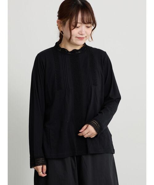 Samansa Mos2(サマンサ モスモス)の「【抗菌防臭】スタンドネックレースカットソー(Tシャツ/カットソー・レディース・ブラック/オフホワイト/ベージュ・F)」の5枚目の写真