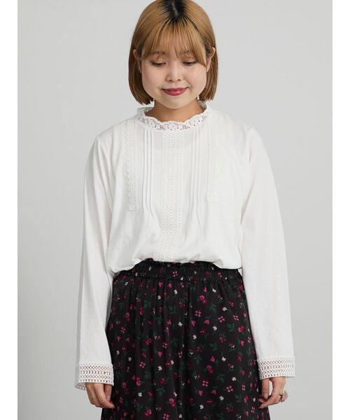 Samansa Mos2(サマンサ モスモス)の「【抗菌防臭】スタンドネックレースカットソー(Tシャツ/カットソー・レディース・ブラック/オフホワイト/ベージュ・F)」の6枚目の写真