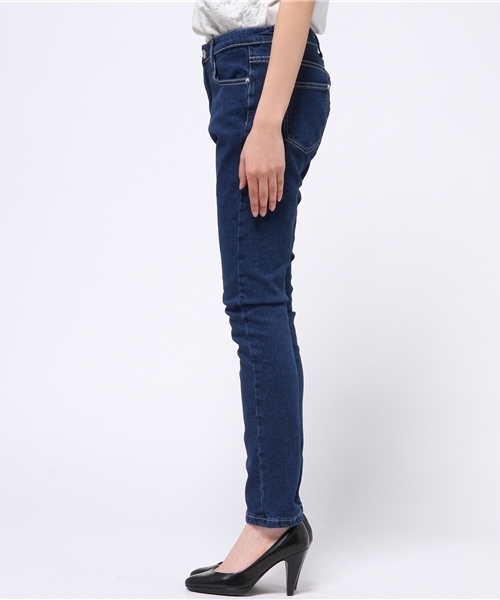 Re:EDIT（リエディ）の「[CHICMUSE]ノンウォッシュタイプソフト起毛デニムパンツ（デニムパンツ・レディース・ネイビー/ブルー/グレー/ブラック・SMALL/LARGE/MEDIUM/X-SMALL/X-LARGE/XXX-LARGE/XX-LARGE）」の6枚目の写真