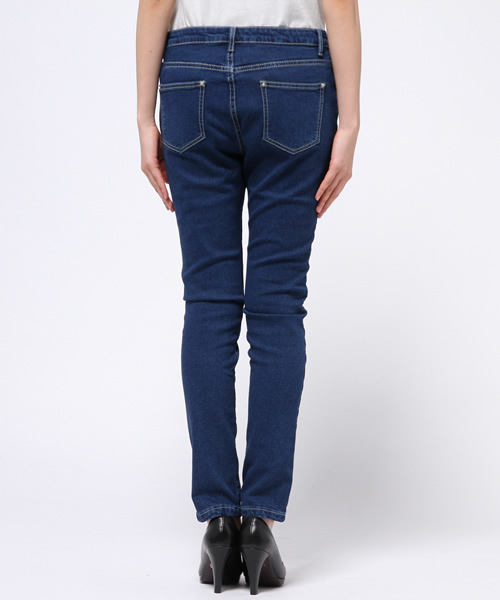 Re:EDIT（リエディ）の「[CHICMUSE]ノンウォッシュタイプソフト起毛デニムパンツ（デニムパンツ・レディース・ネイビー/ブルー/グレー/ブラック・SMALL/LARGE/MEDIUM/X-SMALL/X-LARGE/XXX-LARGE/XX-LARGE）」の7枚目の写真