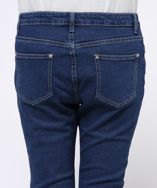Re:EDIT（リエディ）の「[CHICMUSE]ノンウォッシュタイプソフト起毛デニムパンツ（デニムパンツ・レディース・ネイビー/ブルー/グレー/ブラック・SMALL/LARGE/MEDIUM/X-SMALL/X-LARGE/XXX-LARGE/XX-LARGE）」の14枚目の写真