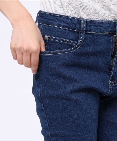 Re:EDIT（リエディ）の「[CHICMUSE]ノンウォッシュタイプソフト起毛デニムパンツ（デニムパンツ・レディース・ネイビー/ブルー/グレー/ブラック・SMALL/LARGE/MEDIUM/X-SMALL/X-LARGE/XXX-LARGE/XX-LARGE）」の15枚目の写真