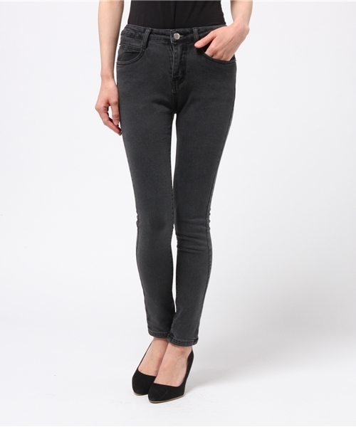 Re:EDIT（リエディ）の「[CHICMUSE]ノンウォッシュタイプソフト起毛デニムパンツ（デニムパンツ・レディース・ネイビー/ブルー/グレー/ブラック・SMALL/LARGE/MEDIUM/X-SMALL/X-LARGE/XXX-LARGE/XX-LARGE）」の10枚目の写真