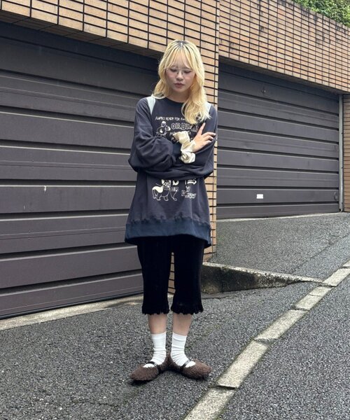 CIAOPANIC TYPY（チャオパニックティピー）の「【UNISEX】アソートDOG落書きビッグスウェット（Tシャツ/カットソー・レディース・グレー/チャコールグレー/ネイビー・ONE SIZE）」の8枚目の写真