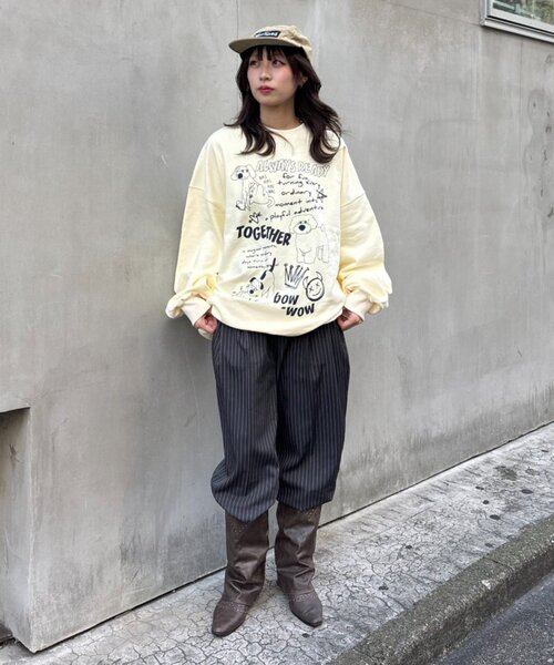 CIAOPANIC TYPY（チャオパニックティピー）の「【UNISEX】アソートDOG落書きビッグスウェット（Tシャツ/カットソー・レディース・グレー/チャコールグレー/ネイビー・ONE SIZE）」の9枚目の写真