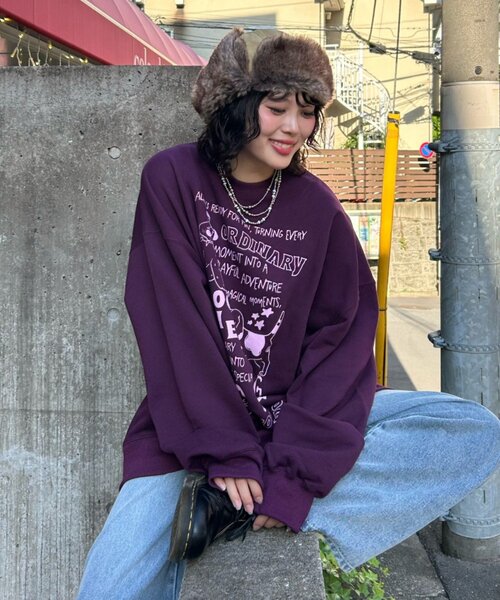 CIAOPANIC TYPY（チャオパニックティピー）の「【UNISEX】アソートDOG落書きビッグスウェット（Tシャツ/カットソー・レディース・グレー/チャコールグレー/ネイビー・ONE SIZE）」の10枚目の写真