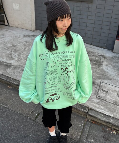 CIAOPANIC TYPY（チャオパニックティピー）の「【UNISEX】アソートDOG落書きビッグスウェット（Tシャツ/カットソー・レディース・グレー/チャコールグレー/ネイビー・ONE SIZE）」の11枚目の写真