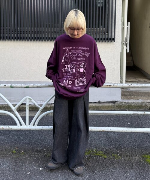 CIAOPANIC TYPY（チャオパニックティピー）の「【UNISEX】アソートDOG落書きビッグスウェット（Tシャツ/カットソー・レディース・グレー/チャコールグレー/ネイビー・ONE SIZE）」の12枚目の写真