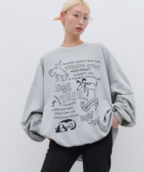 CIAOPANIC TYPY（チャオパニックティピー）の「【UNISEX】アソートDOG落書きビッグスウェット（Tシャツ/カットソー・レディース・グレー/チャコールグレー/ネイビー・ONE SIZE）」の13枚目の写真