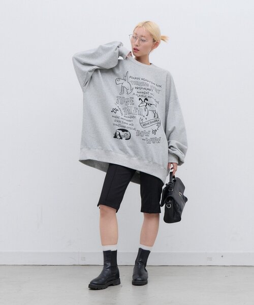 CIAOPANIC TYPY（チャオパニックティピー）の「【UNISEX】アソートDOG落書きビッグスウェット（Tシャツ/カットソー・レディース・グレー/チャコールグレー/ネイビー・ONE SIZE）」の17枚目の写真