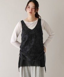サイドシャーリングレースチュニック