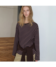 Stripe ringer long t-shirt [FRFA06LT07]_Brown