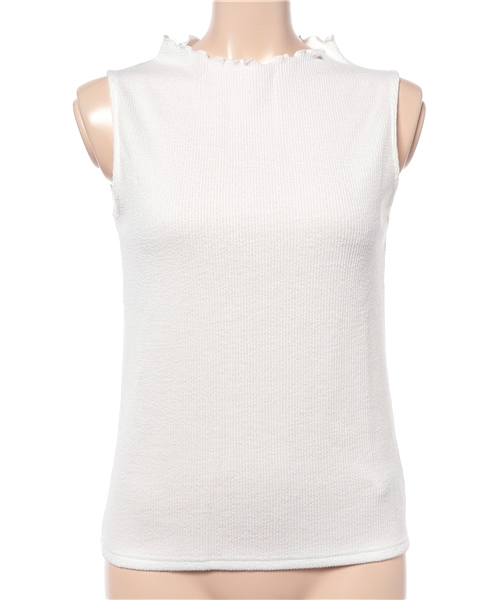 EDIT COLOGNE（エディットコロン）の「《EDIT COLOGNE》ウェーブリブノースリーブカットソー（Tシャツ/カットソー・レディース・ホワイト系その他/ピンク/ブラック・FREE）」の2枚目の写真