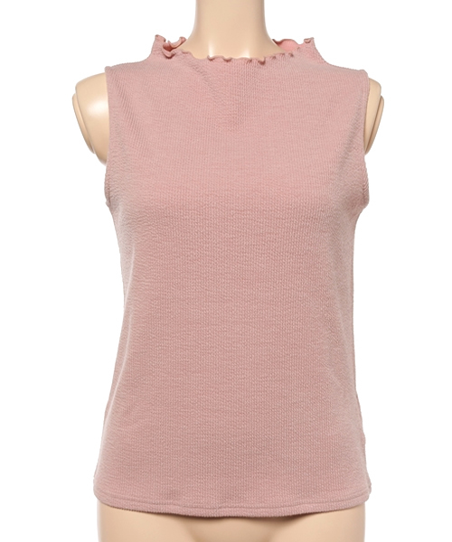 EDIT COLOGNE（エディットコロン）の「《EDIT COLOGNE》ウェーブリブノースリーブカットソー（Tシャツ/カットソー・レディース・ホワイト系その他/ピンク/ブラック・FREE）」の3枚目の写真