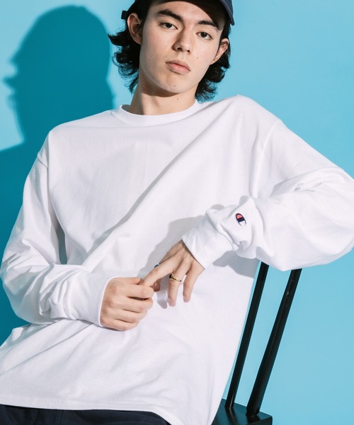 Champion(チャンピオン)の「Champion Authentic T-SHIRTS/ チャンピオン コットン Tシャツ Long Sleeve T(Tシャツ/カットソー)」|ホワイト