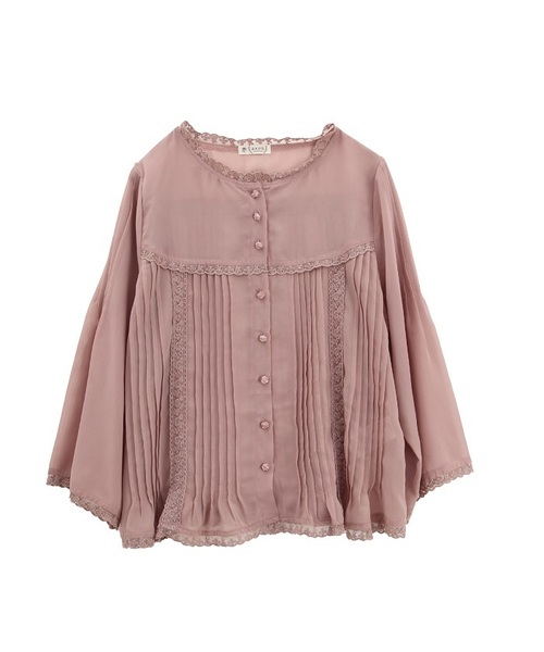 axes femme（アクシーズファム）の「ピンタック入りレーシーブラウス（シャツ/ブラウス・レディース・キナリ/ワイン/ピンク・MEDIUM）」の2枚目の写真