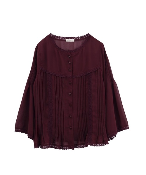 axes femme（アクシーズファム）の「ピンタック入りレーシーブラウス（シャツ/ブラウス・レディース・キナリ/ワイン/ピンク・MEDIUM）」の3枚目の写真
