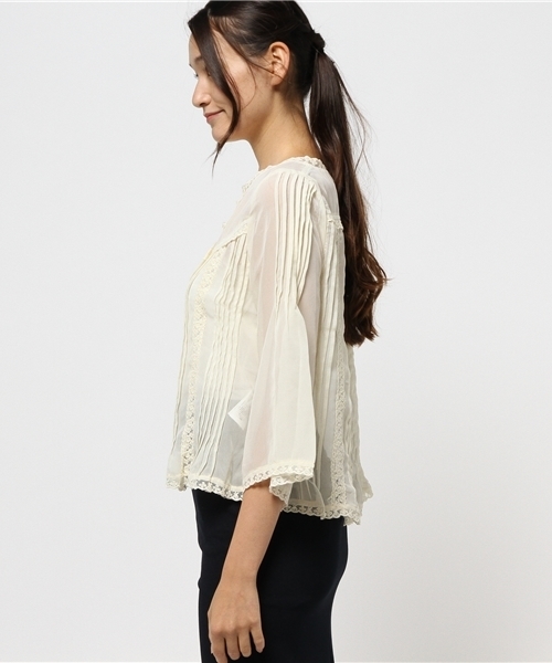 axes femme（アクシーズファム）の「ピンタック入りレーシーブラウス（シャツ/ブラウス・レディース・キナリ/ワイン/ピンク・MEDIUM）」の5枚目の写真